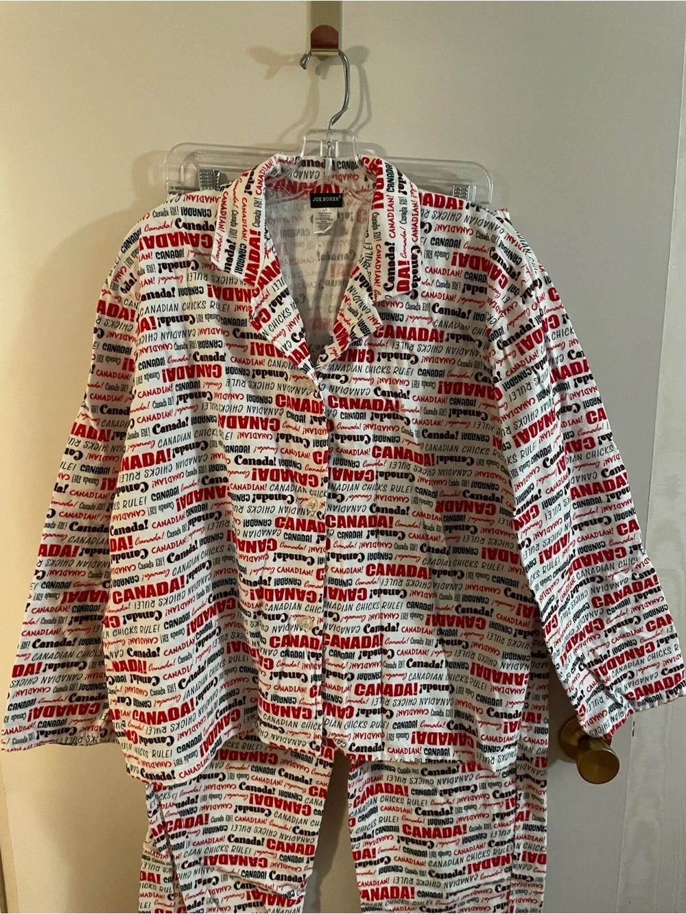 Joe Boxer Flannel Pajama Set with Red and Black Canada Print